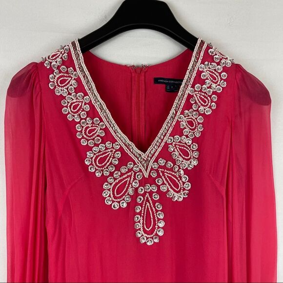 FCUK French Connection Bex Beaded Dress silk size 2 - Picture 4 of 10